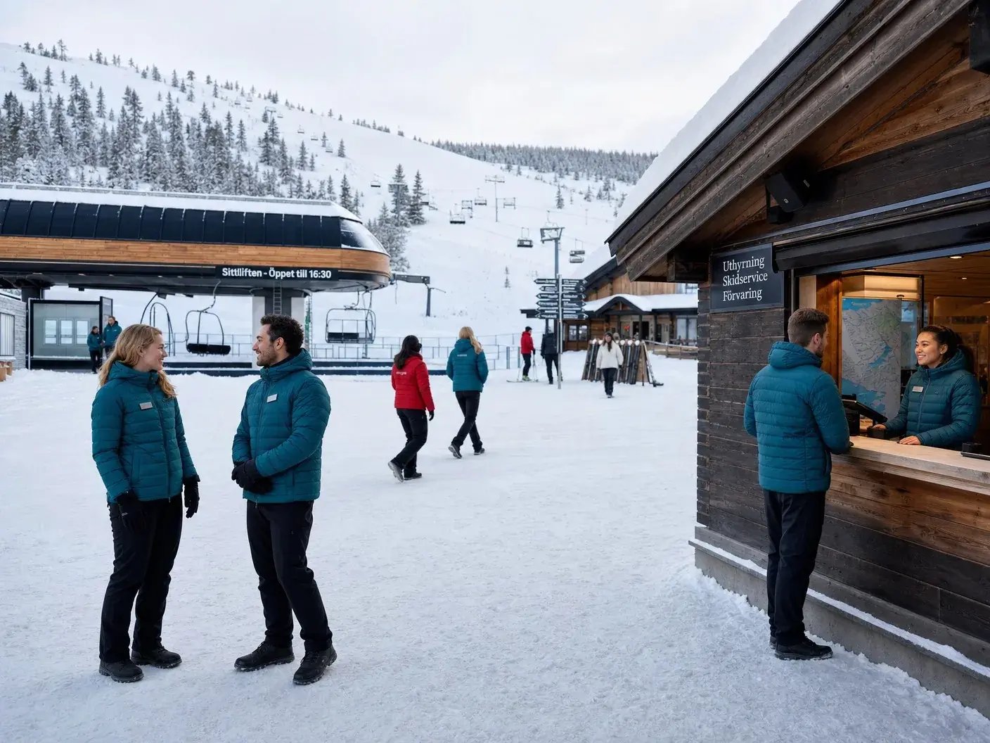 Översiktsbild över arbetsplatsen när passet börjar
